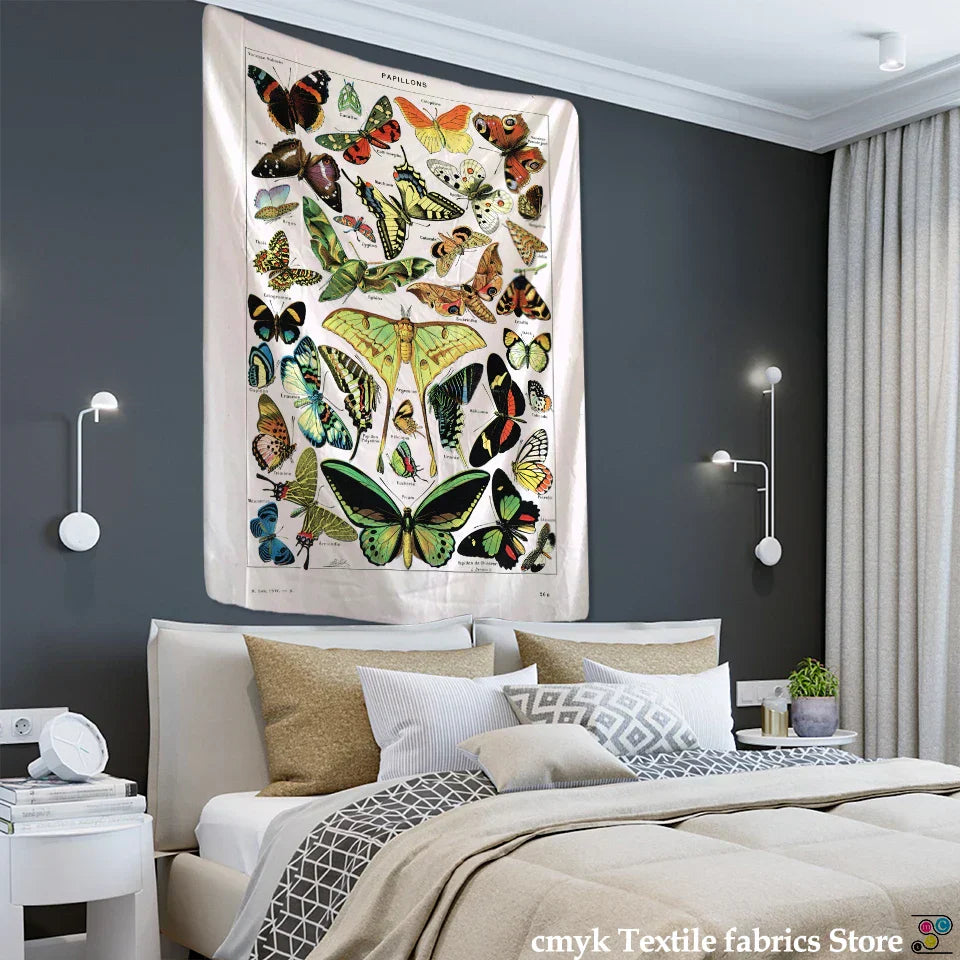 DecorBites™ Butterfly Map Tapestry Wall Hanging: Bohemian Room Decor