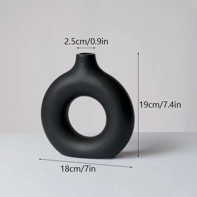 DecorBites™ Ceramic Donut Vase: Nordic Art Pampas Grass Home Decor Office Living Room