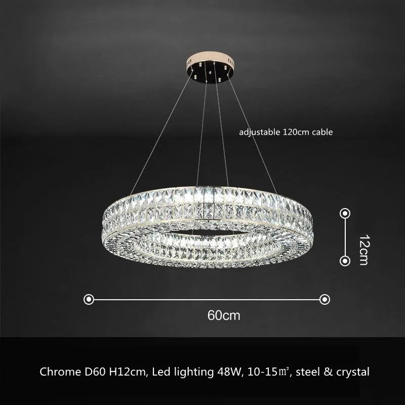 DecorBites™ Crystal LED Pendant Light: Luxury Steel Hanging Lamp for Modern Foyer, Dining Room