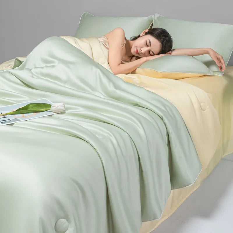 DecorBites™ Cool Ice Silk Summer Quilt Set for Single Double Beds