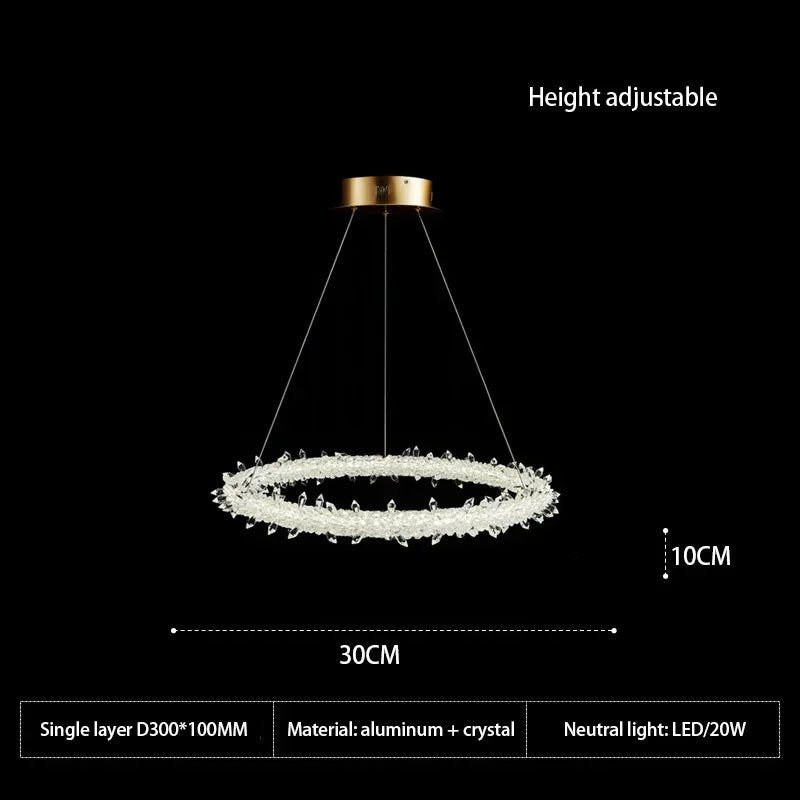 DecorBites™ Crystal Flower LED Chandelier: Elegant Round Pendant Light for Dining & Living Room