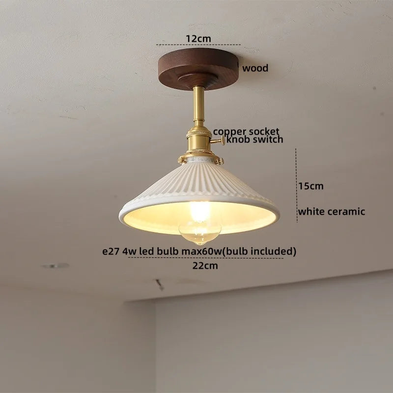 DecorBites™ LED Glass Wood Ceiling Lamp for Modern Indoor Lighting and Decoration