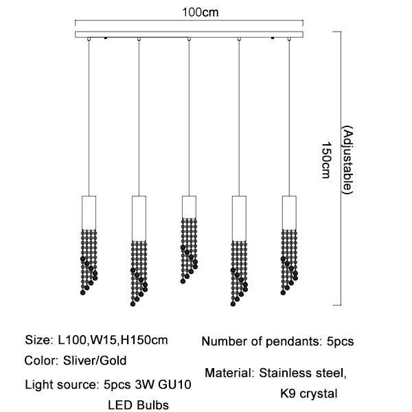 DecorBites™ Crystal Staircase Chandelier: Modern LED Lighting for Living Room, Hall, or Loft