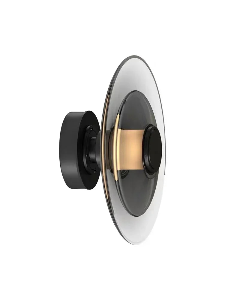 DecorBites™ Amber Glass Disc Wall Lamp: Modern Minimalist LED Sconce Lighting Fixture
