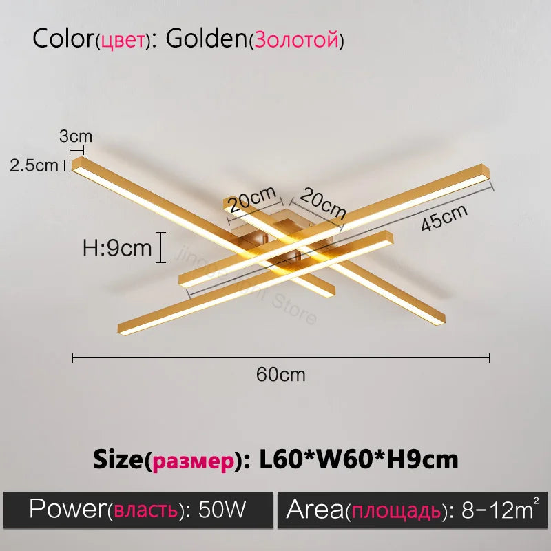 DecorBites™ Black Chandelier LED Ceiling Lamp: Nordic Minimalist Square Bedroom Living Room Lighting