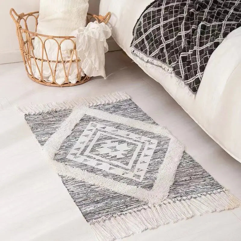 DecorBites™ Bohemian Tassel Rug - Retro Hand Woven Carpet for Home Decor