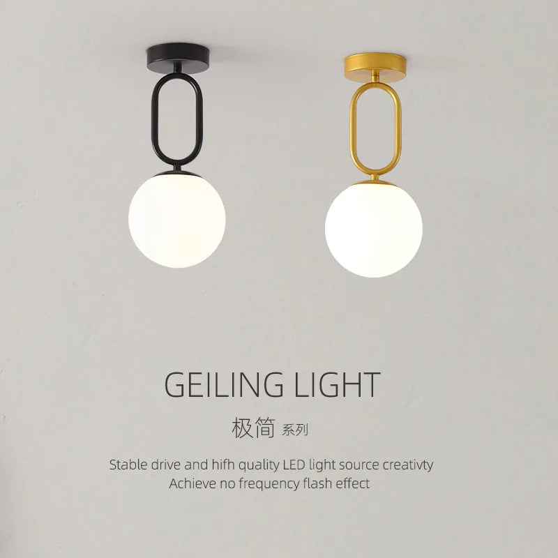 DecorBites™ Black Gold Glass Ceiling Lamp: Modern Nordic LED Lighting Fixtures
