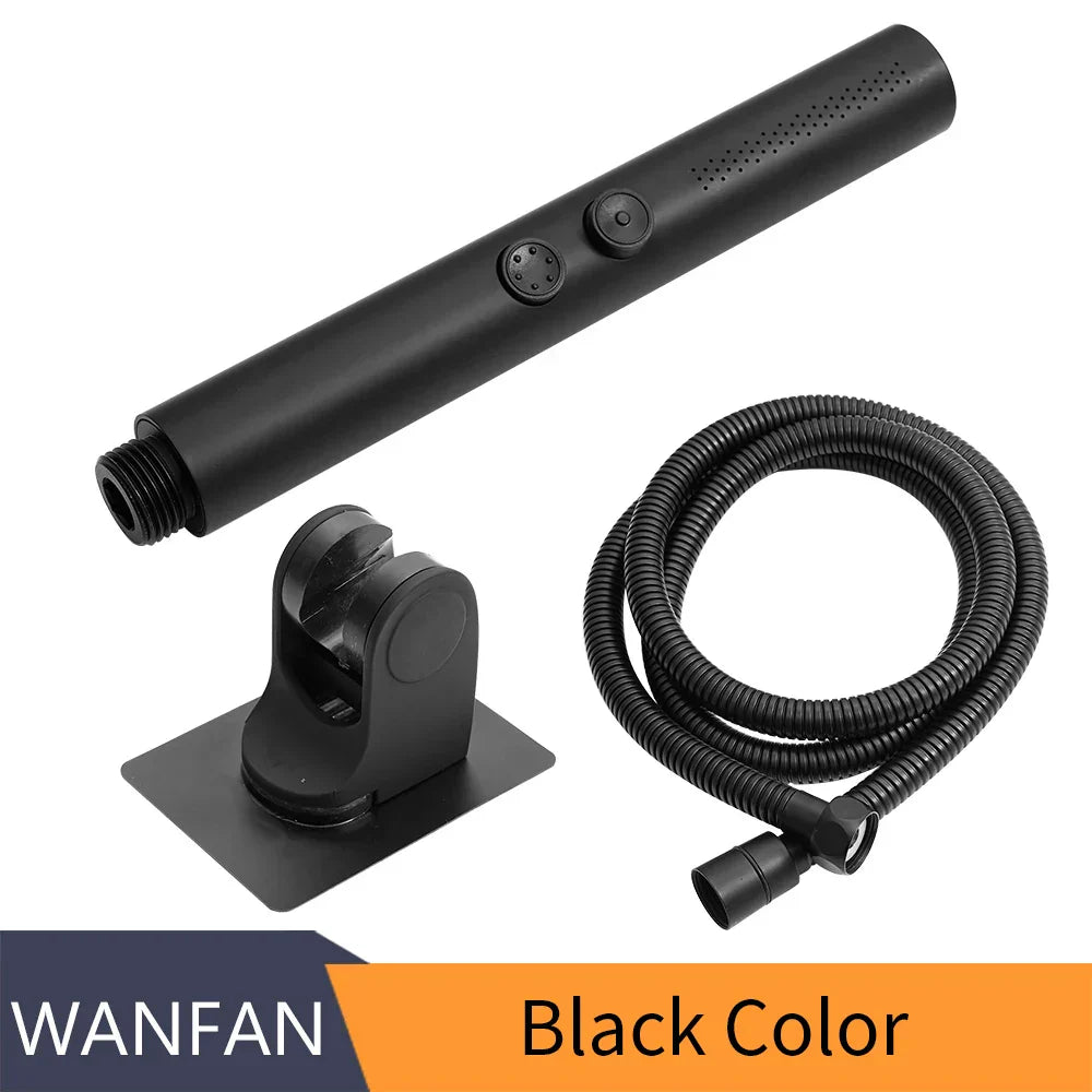 DecorBites™ Black Stainless Steel High Pressure Shower Head Handheld Spray Nozzle