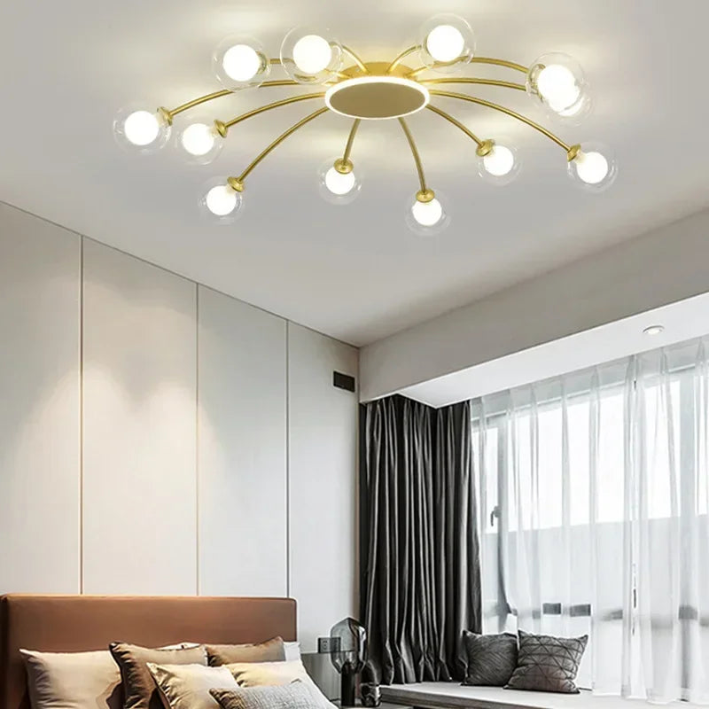 DecorBites™ Ball Glass Ceiling Light in Gold for Living Room, Dining, Bedroom by DecorBites™