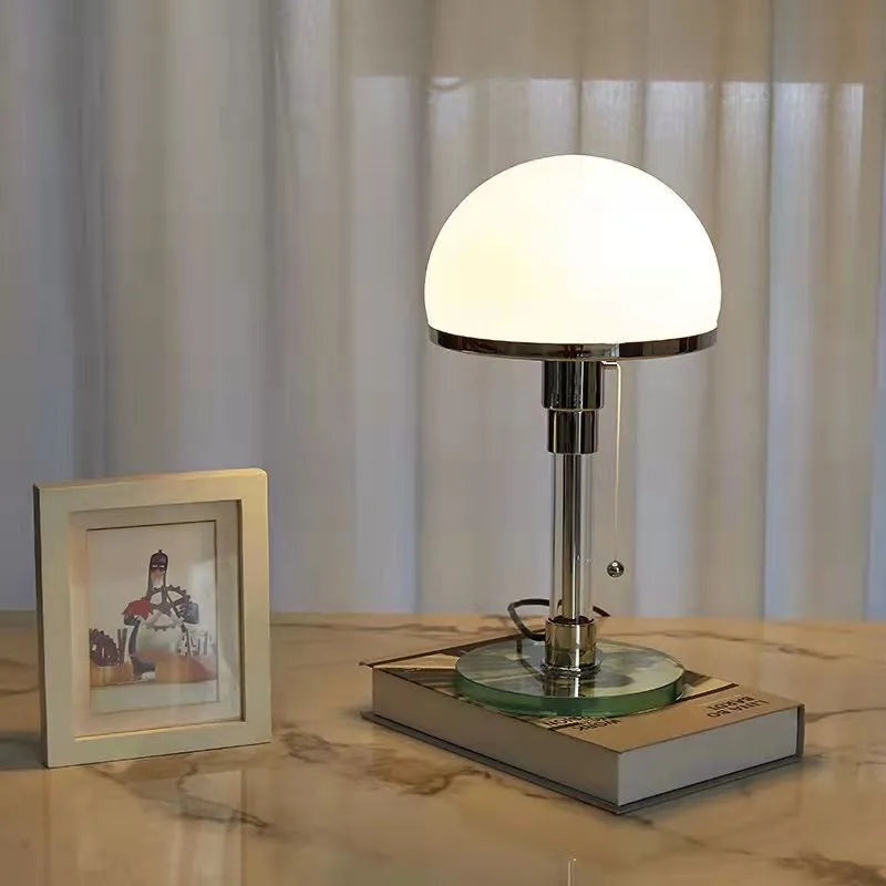 DecorBites™ Bauhaus Mushroom Table Lamp - Milk White Glass, Bedroom & Coffee Table Lighting