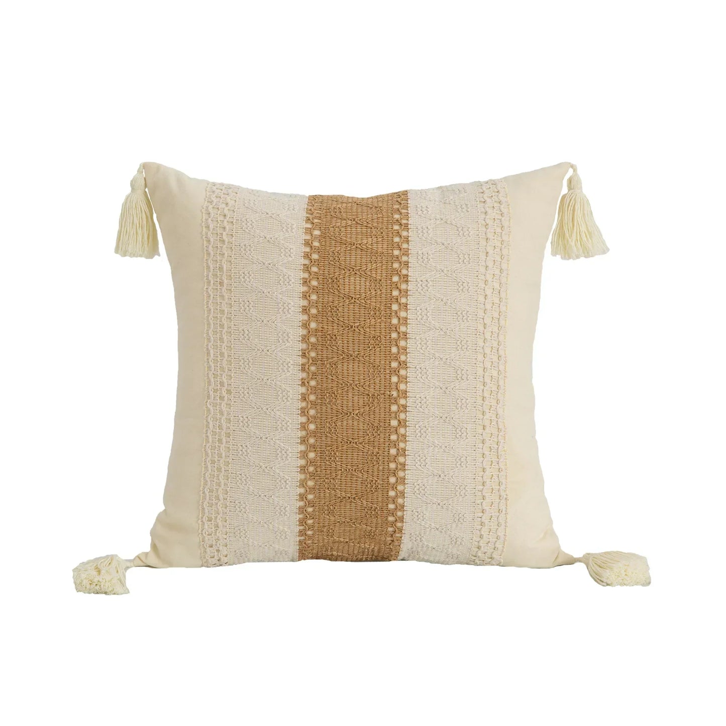 DecorBites™ Bohemian Style Fringed Throw Pillow Cover for Living Room Sofa