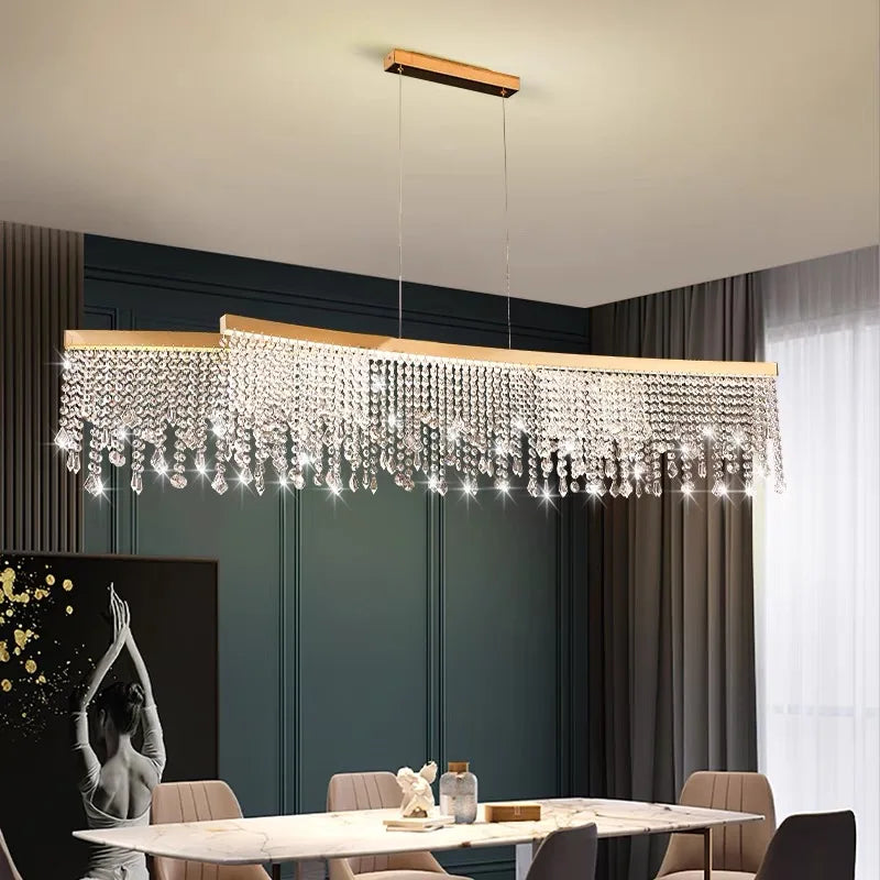 DecorBites™ Crystal Chandelier Pendant Light LED Fixture for Living Dining Room Glamorous Home Decor