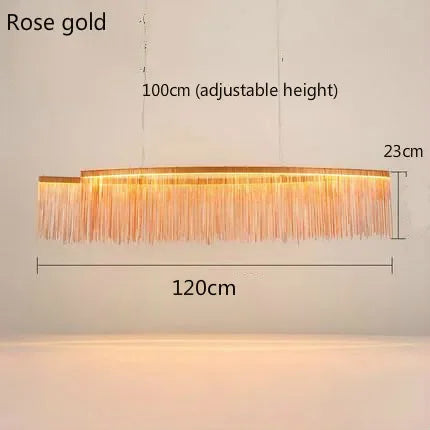 DecorBites™ Gold Chain Chandelier Pendant Light w/ Remote, Modern Tassel Design for Kitchen & Living Room