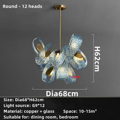 DecorBites™ Blue Glass LED Pendant Lamps: Modern Chandelier Lighting for Hallway, Bedroom, Living Room