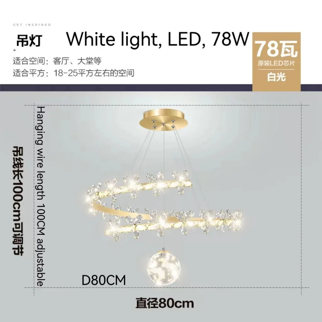 DecorBites™ Crystal Gold Ceiling Chandelier: Luxury Nordic Living Room Lamp
