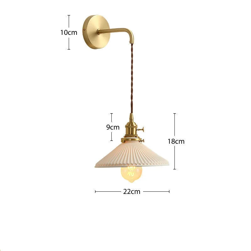 DecorBites™ Ceramic Wall Lamp Pull Chain LED Modern Nordic Copper Socket Mirror Light