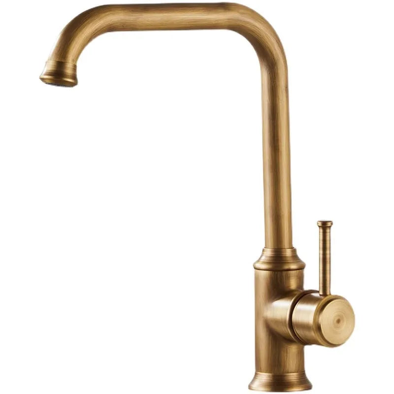 DecorBites™ Antique Brass Kitchen Faucet 360° Swivel Sink Tap Mixer Hot Cold Rotating Faucet