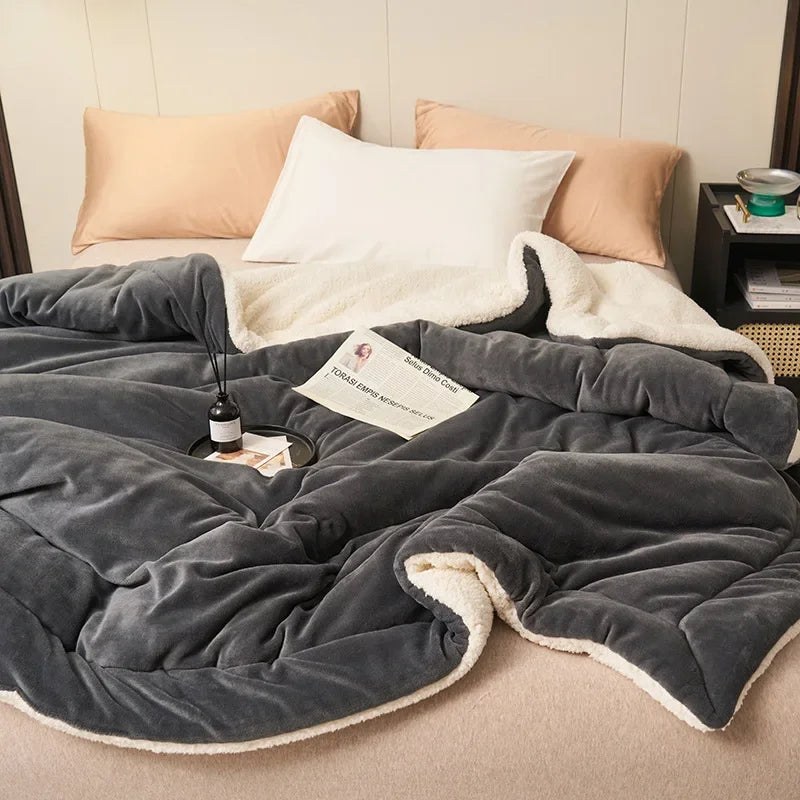 DecorBites™ Double Layer Queen Blanket Super Soft Plush Warm Comfort for Autumn/Winter