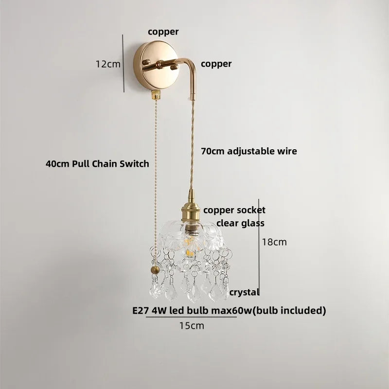 DecorBites™ Clear Glass LED Wall Light | Modern Adjustable Nordic Copper Lamp Fixtures