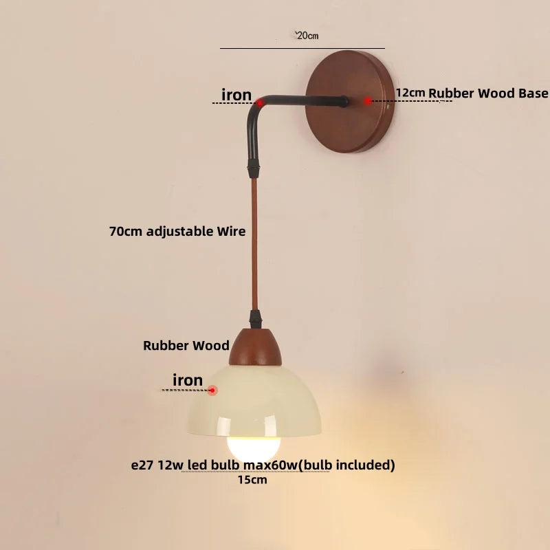 DecorBites™ Adjustable LED Wall Light Fixture with Ceramic Wood Base for Dining Room, Study, Bar