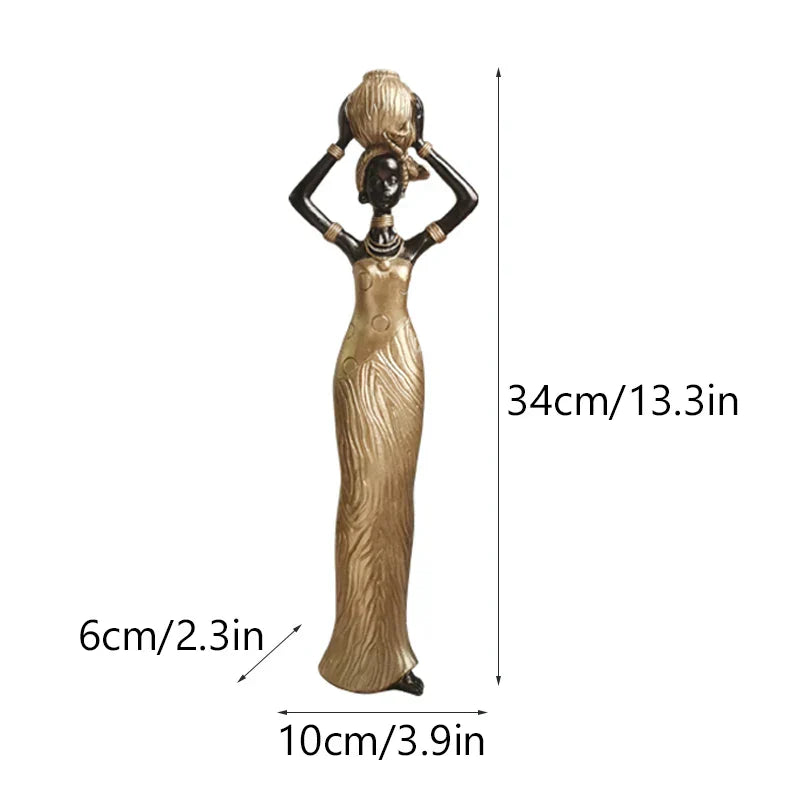 DecorBites™ Black Woman Resin Figurine: Exotic Decor for Home Living Room, Bedroom, Desktop