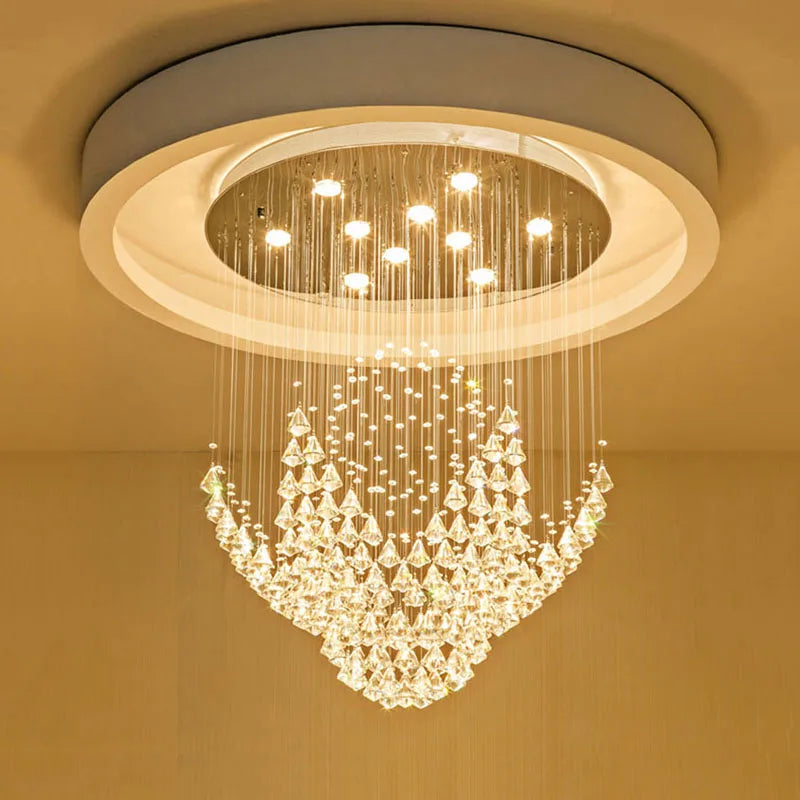 DecorBites™ Diamond Crystal Chandelier: Modern LED Living Room and Hotel Lighting