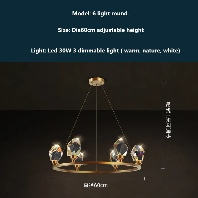 DecorBites™ Copper LED 3-Light Dimmable Crystal Chandelier