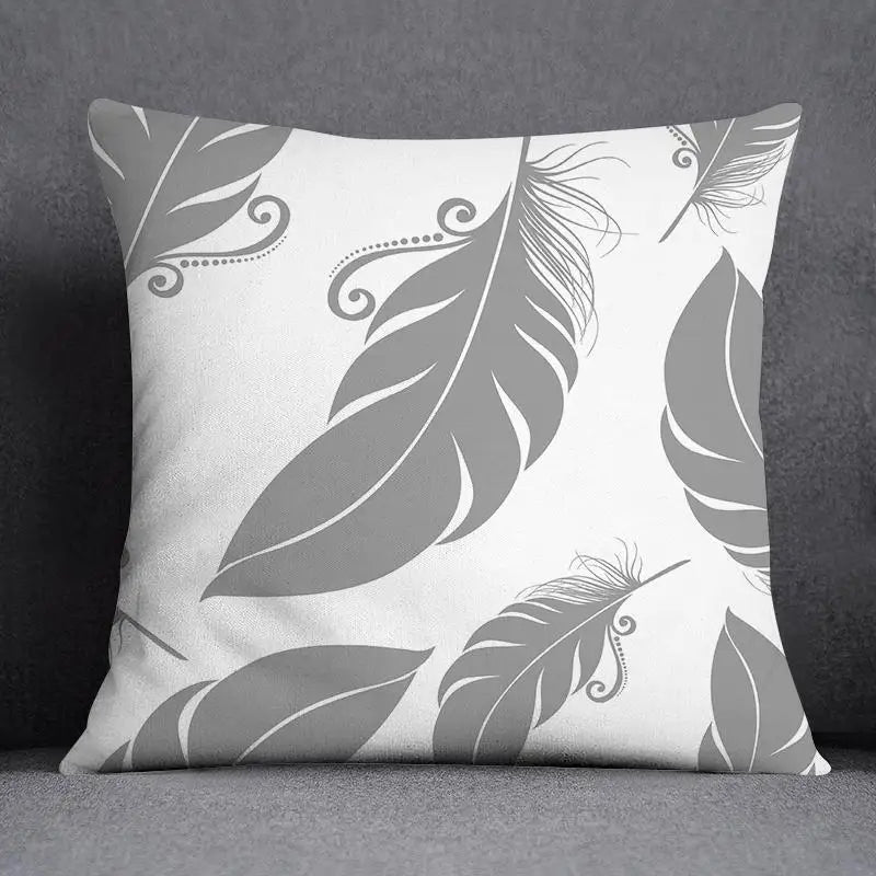 DecorBites™ Geometric Floral Print Lumbar Pillow Case 45X45cm Sofa Cushion Cover