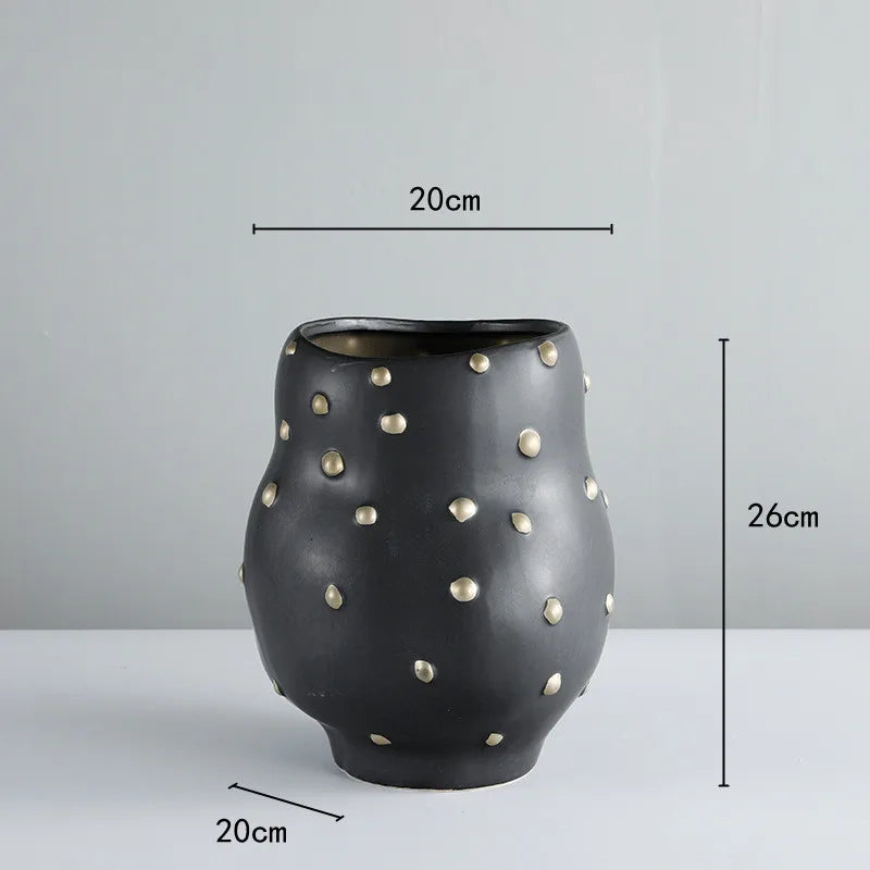DecorBites™ Black Resin Flower Pot Gold Accent Vase for Chic Home Decor