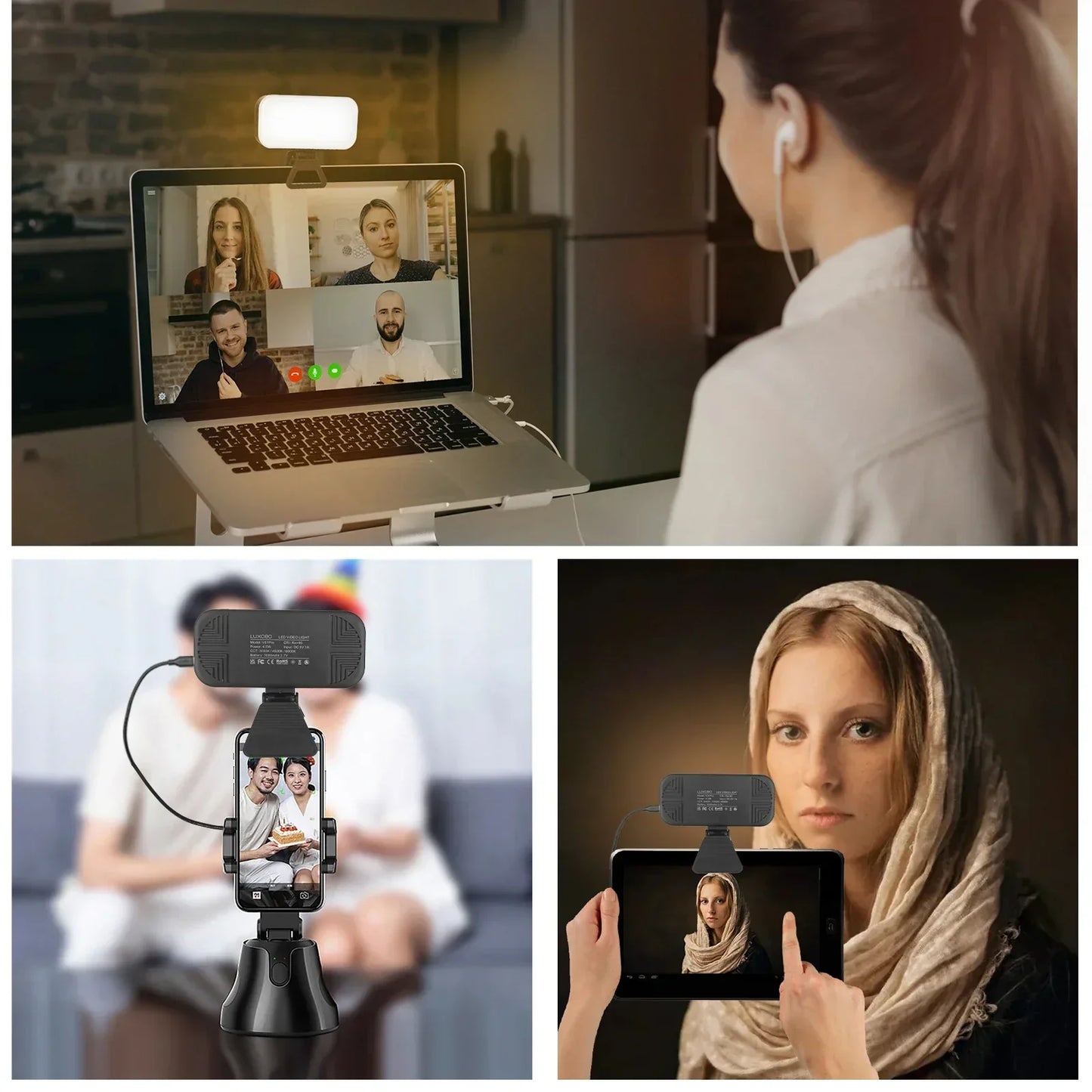 DecorBites™ LED Video Light: LUXCEO V01 Pro, 3000K-6000K, for Laptop, Conference, Live Broadcast