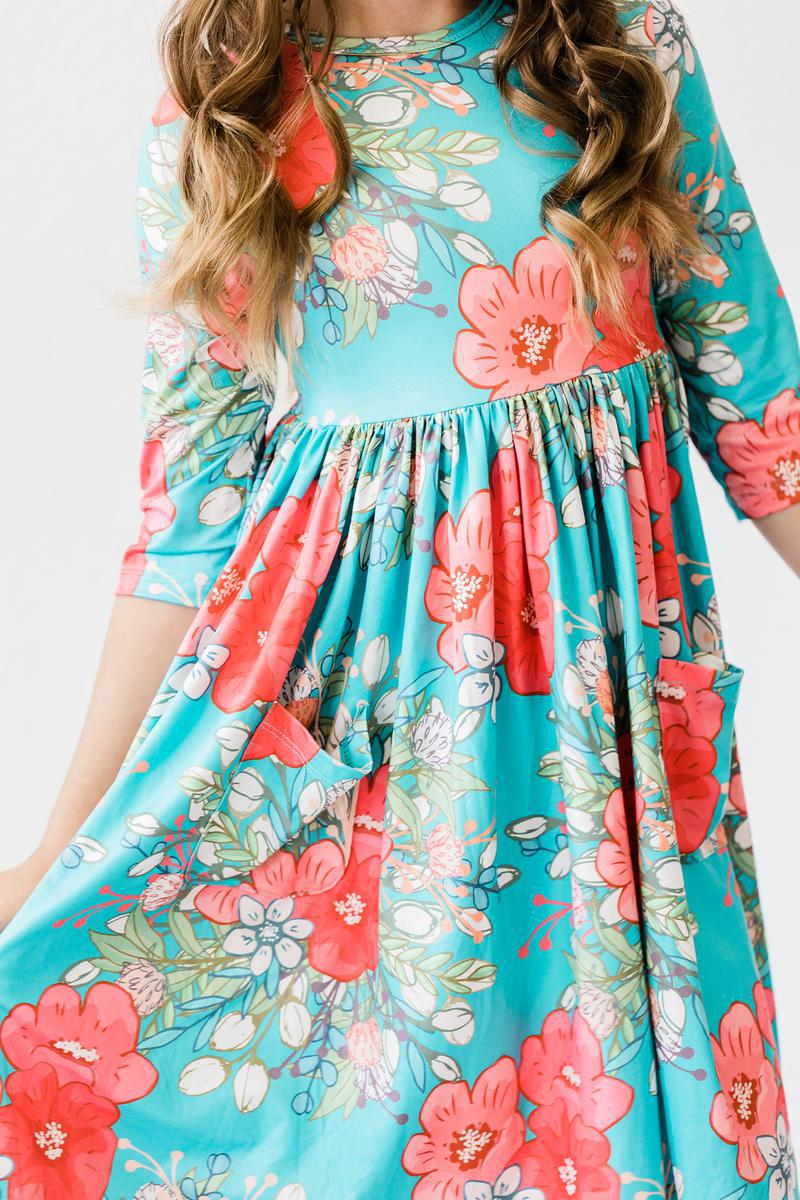 SALE After the Rain 3/4 Sleeve Pocket Twirl Dress