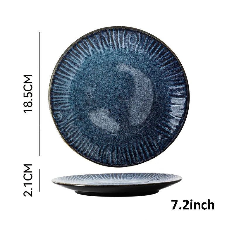 DecorBites™ Ceramic Dinnerware Set - Japanese-Inspired Kiln Change Plates and Bowl