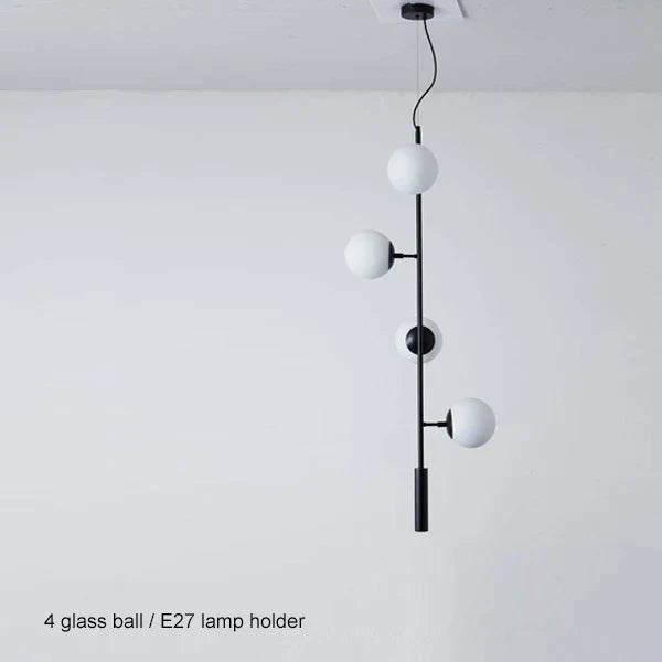DecorBites™ Brass Chandelier with Black Art Glass Ball - Minimalist Living Room Dining Decor