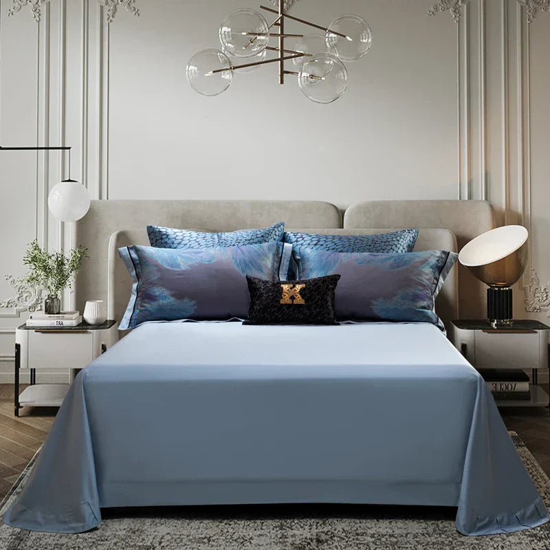 DecorBites™ 1500TC Jacquard Egyptian Cotton Bedding Set: Queen King Linens, Duvet Cover, Sheets