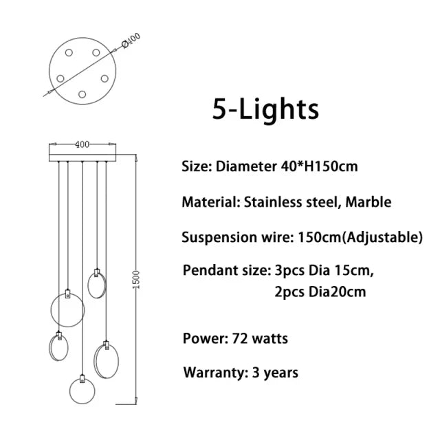 DecorBites™ LED Marble Ceiling Pendant Lamp, Modern Interior Lighting for Living Room