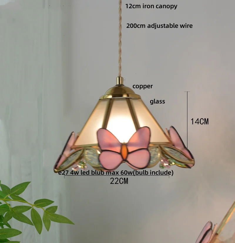 DecorBites™ Butterfly Tiffany Glass Pendant Lamp Modern Nordic LED Hanging Light