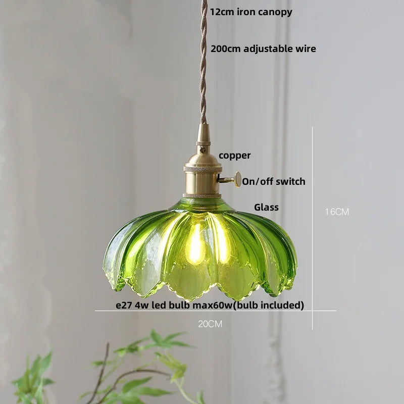 DecorBites™ Amber Glass LED Pendant Lamp 200cm Wire Adjustable Nordic Modern Simple Hanging Lights