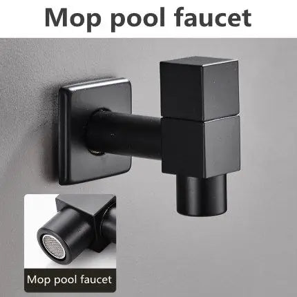 DecorBites™ Black Wall Mount Washing Machine Tap - Garden Outdoor Bathroom Water Faucet