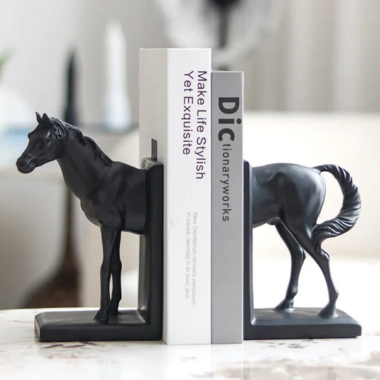 "DecorBites™ Dark Horse Stallion Resin Figurine for Home Decor Bookshelf Storage"