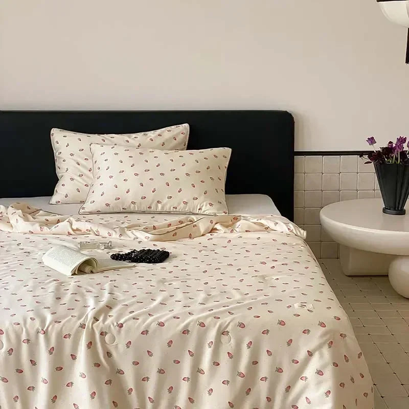 DecorBites™ Cooling Quilt: Soft Silky Single Double Bed Blanket for Summer & Autumn
