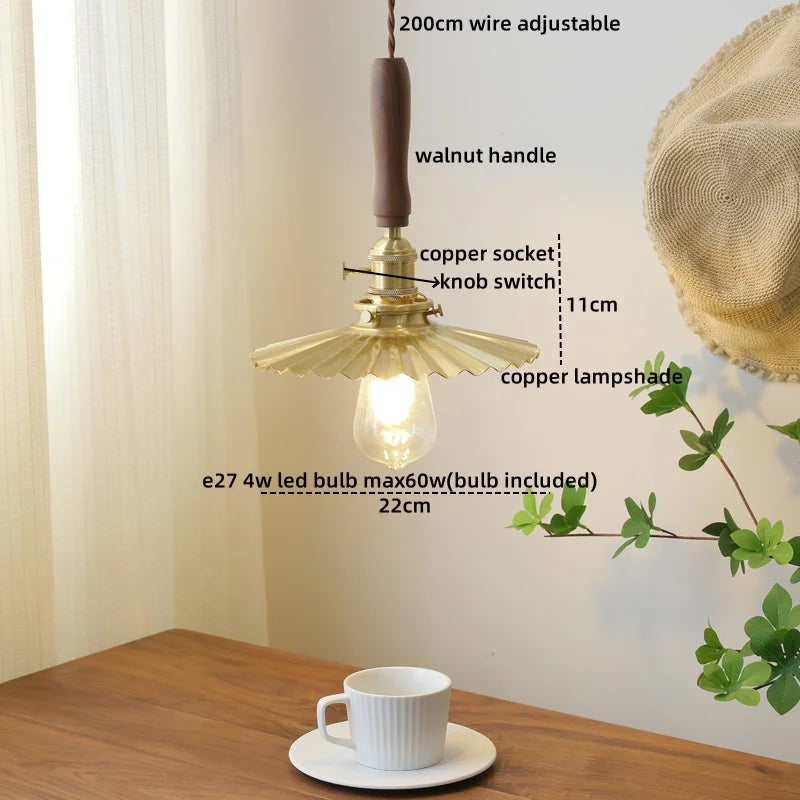 DecorBites™ Copper Ceramic LED Pendant Light with Knob Switch - 4w Bulb & Lamparas Colgante