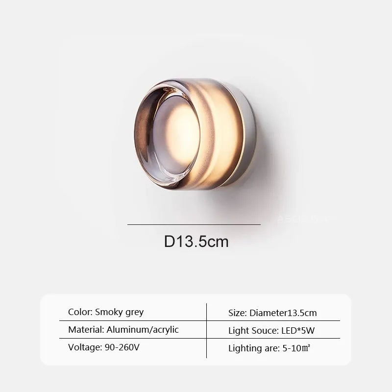 DecorBites™ Amber Jelly LED Wall Sconce for Bedside Room Decor, Smoke Grey Wall Lamp