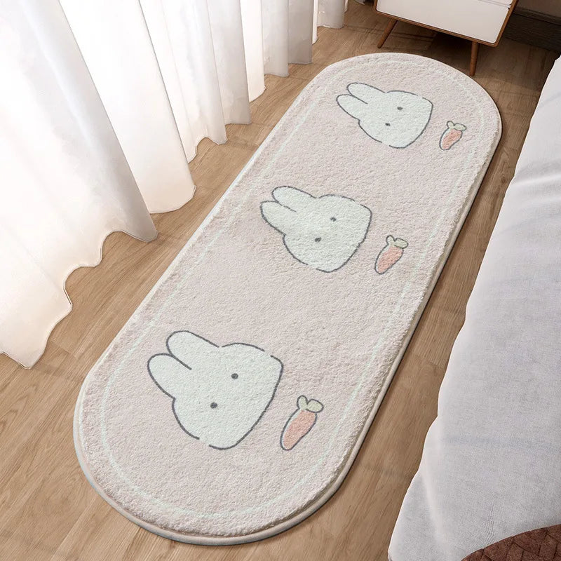 DecorBites™ Lovely Rabbit Pink Bedside Rug for Girls Children Bed Room