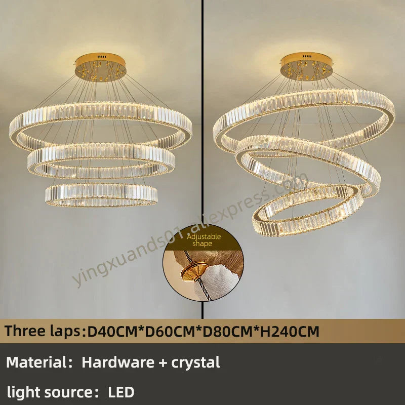 DecorBites™ Crystal Chandelier: Modern Luxury Golden Lighting for Villa, Duplex Hall