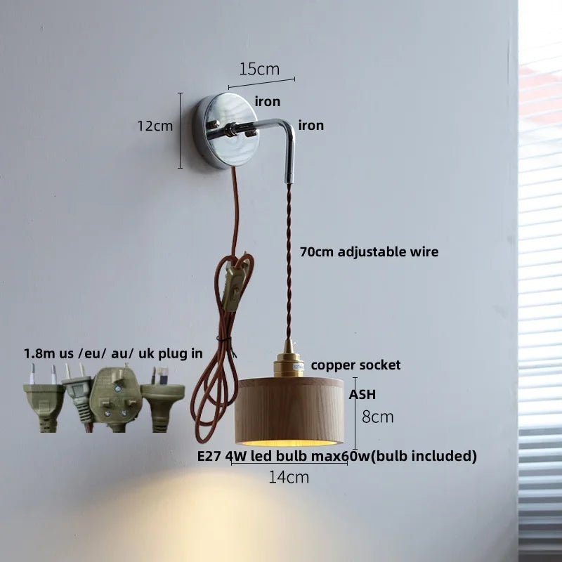 DecorBites™ Japanese Style LED Wall Sconce Pull Chain Stair Light Fixtures