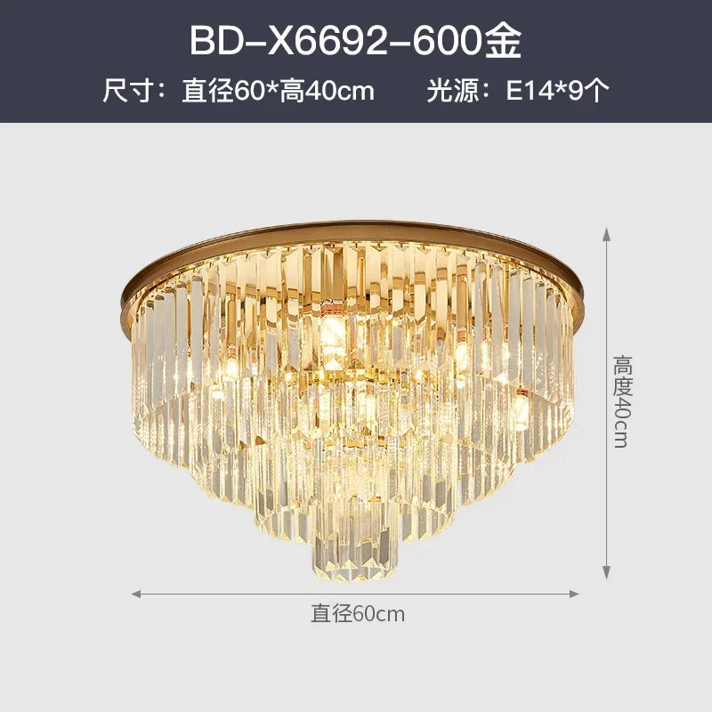 DecorBites™ Crystal Gold Black LED Chandelier - Multi-Storey Modern Round Pendant Lamp