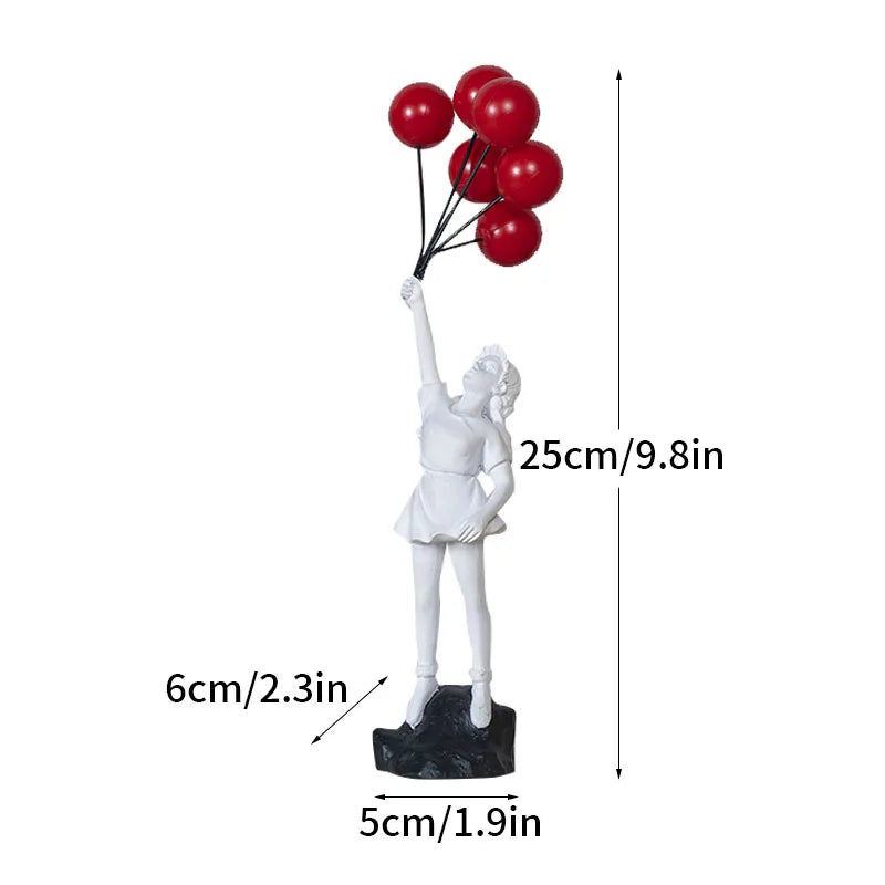 DecorBites™ Banksy Sculpture Collection: Flower Thrower & Balloon Girl Figurines for Home & Office