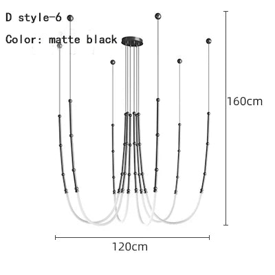 DecorBites™ Leda Black Line Chandelier: Stylish Luminaire for Dining & Living Room; Stairwell Lighting