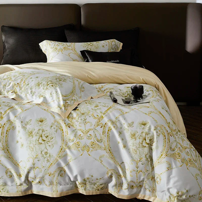 DecorBites™ Luxe 100s Egyptian Cotton Bedding Set: Sheet, Blanket, Cover, Pillowcase