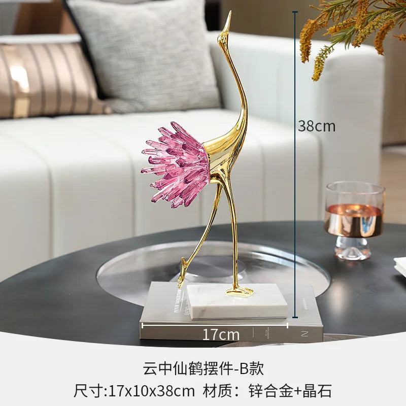 DecorBites™ Crystal Bird Metal Handicraft Sculpture Decorative Figurines